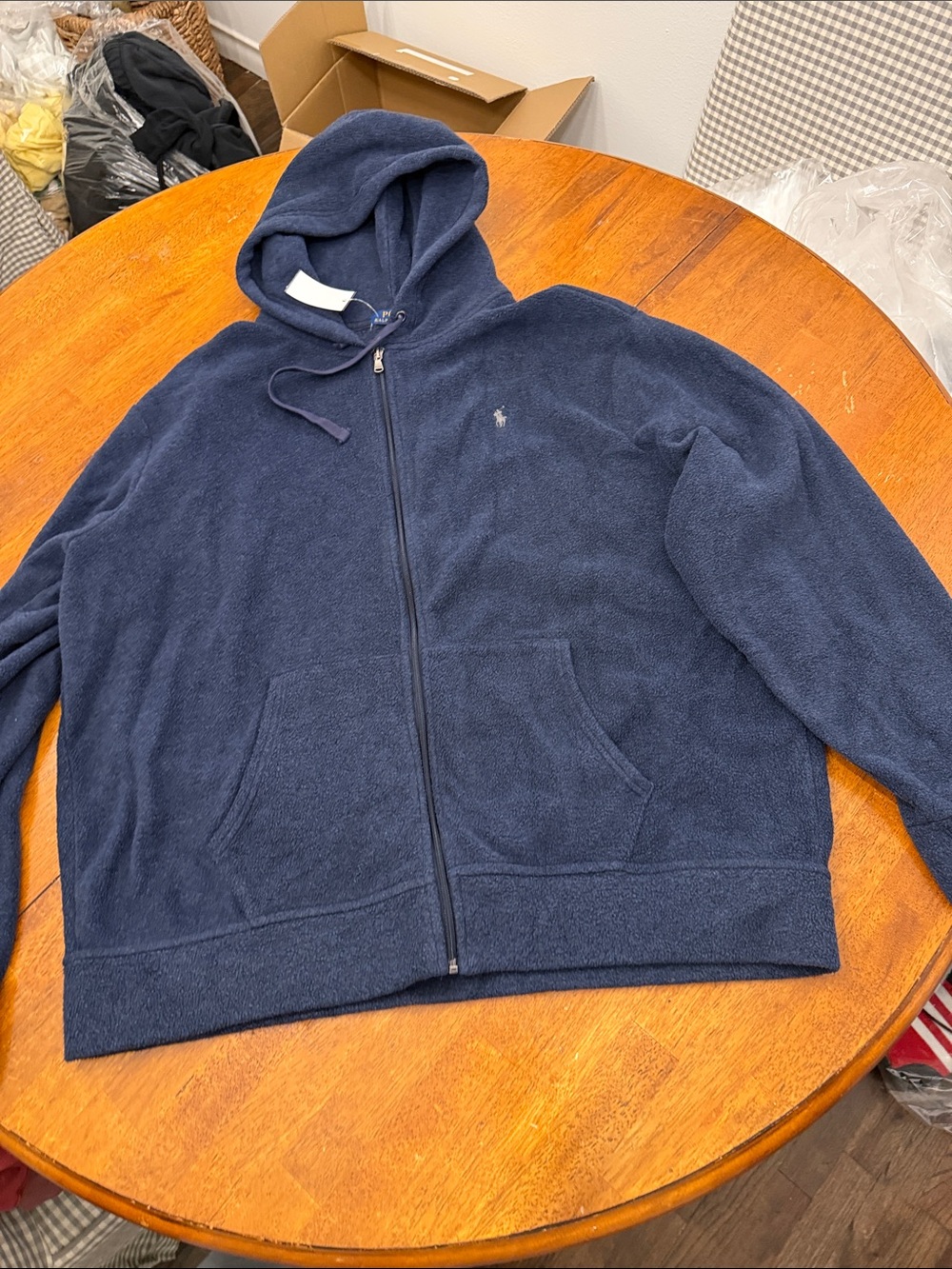 Polo by Ralph Lauren Navy Full-Zip Hooded Fleece almost soft towel like feel xxl